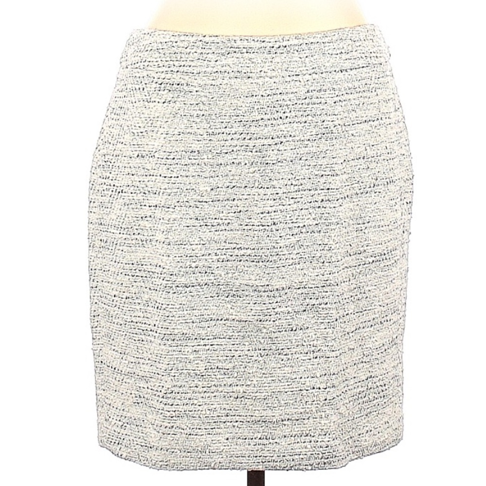 Ann Taylor 12P Petite Cream Tweed Pencil Skirt